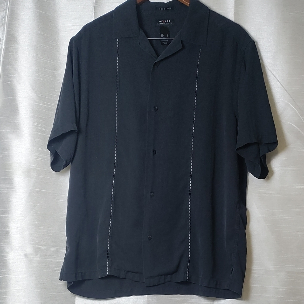 Axcess Black Casual Button‎ Down Shirt